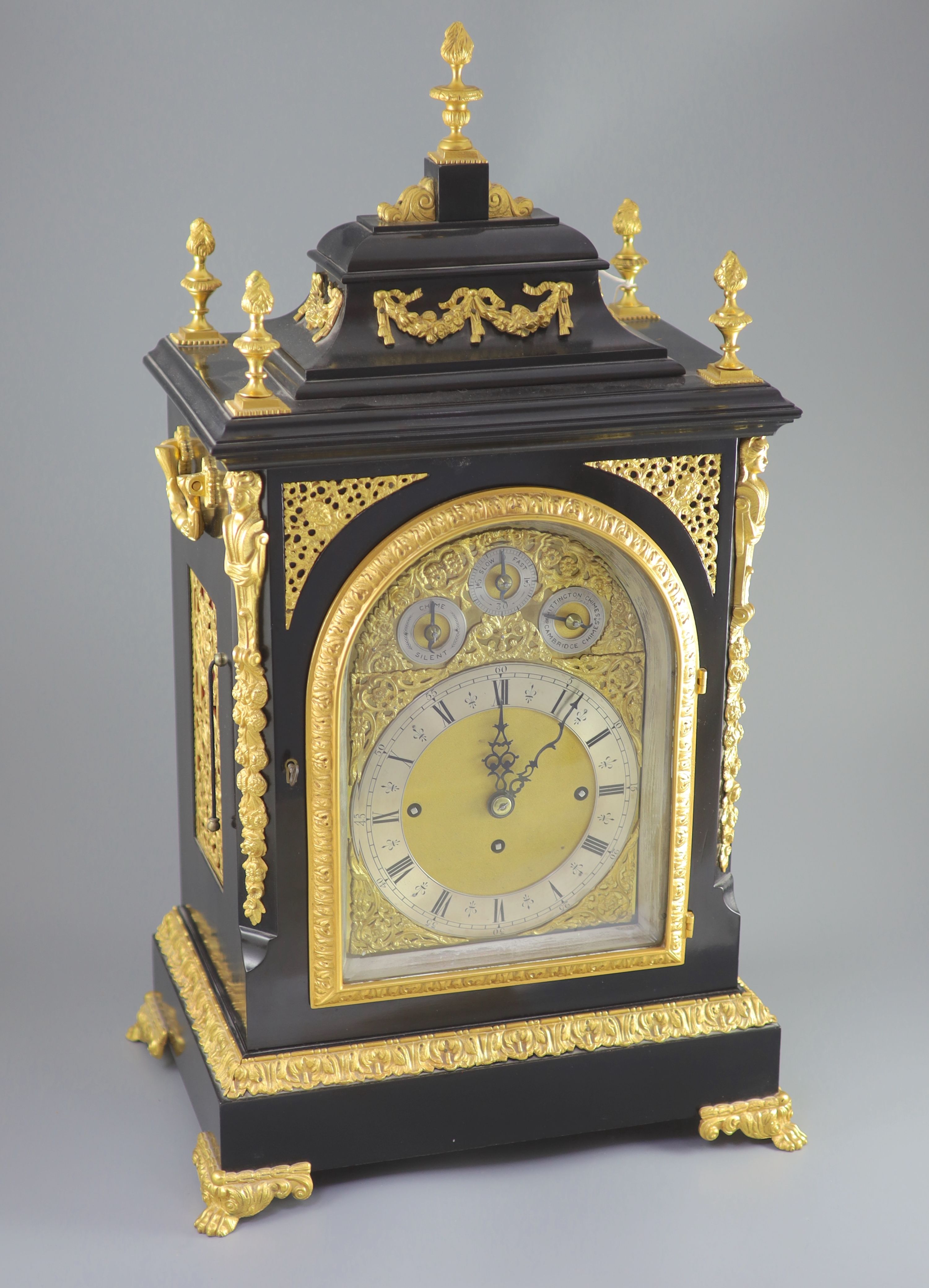 A large late Victorian ormolu mounted bracket clock, 73cm high